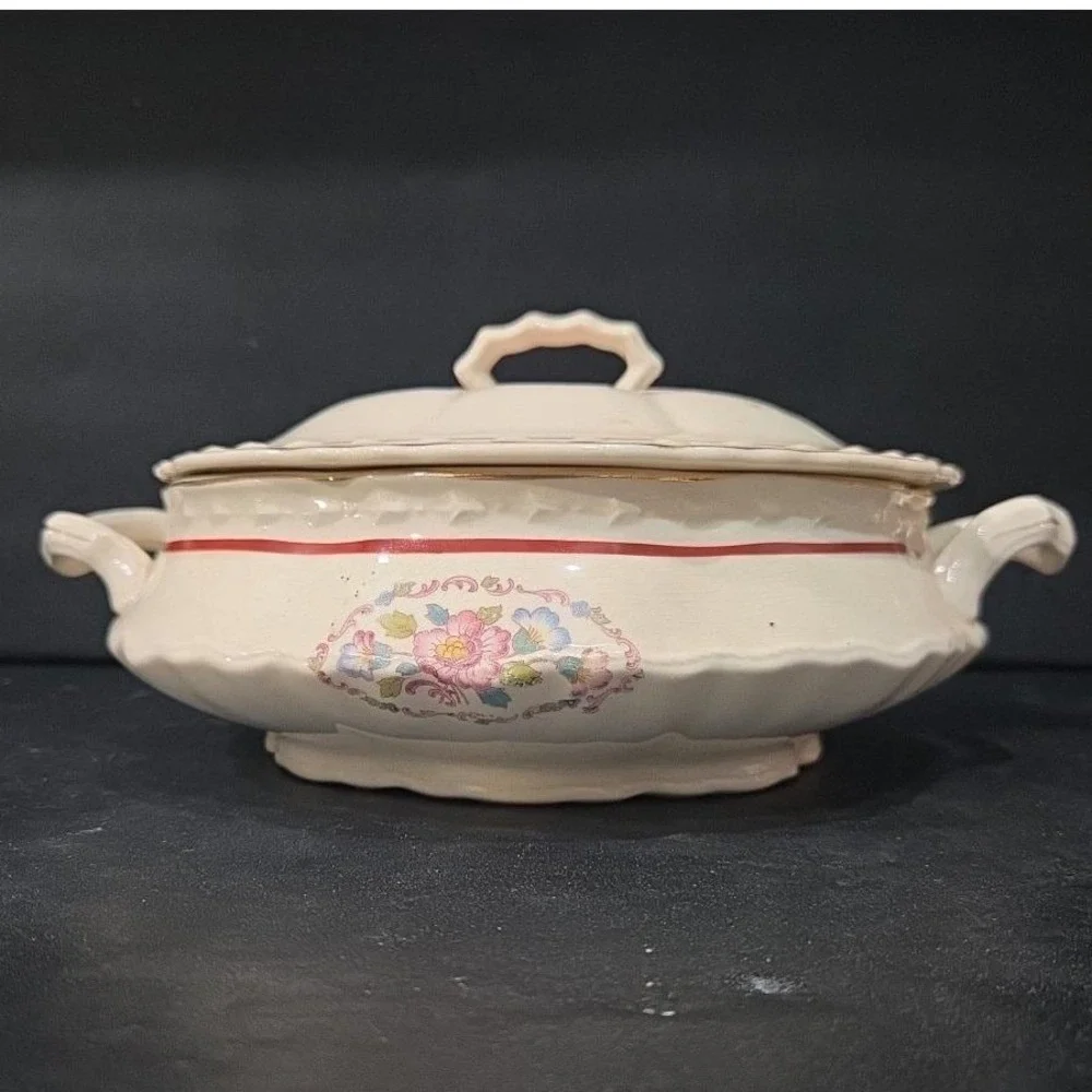 Crooksville China‎ Soup Tureen #645, Vintage Lidded Serving Bowl, Vegetable Dish